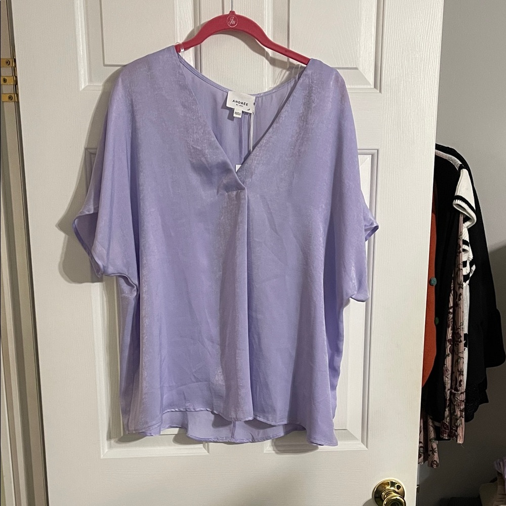 ANDREE BY UNIT Lilac V-Neck Short Sleeve Blouse